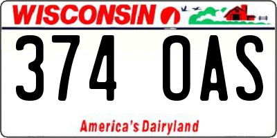 WI license plate 374OAS