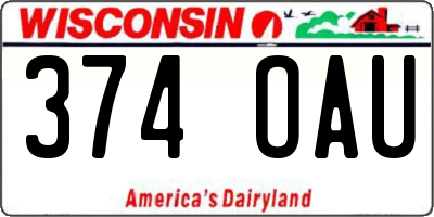 WI license plate 374OAU