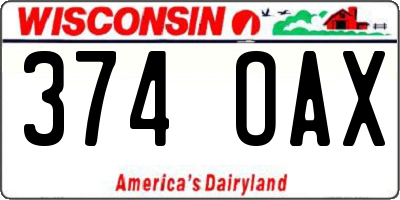 WI license plate 374OAX