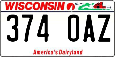 WI license plate 374OAZ