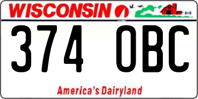 WI license plate 374OBC
