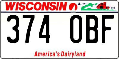 WI license plate 374OBF