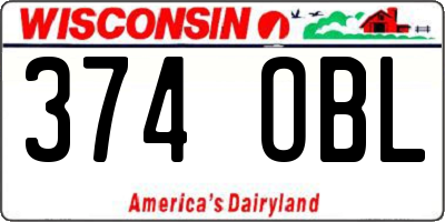 WI license plate 374OBL