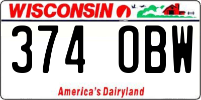 WI license plate 374OBW