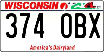 WI license plate 374OBX