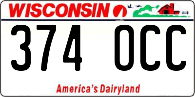 WI license plate 374OCC