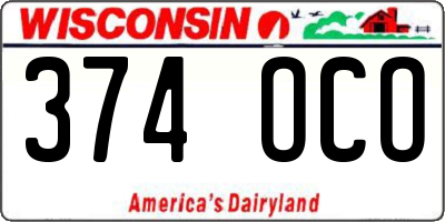WI license plate 374OCO