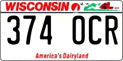 WI license plate 374OCR