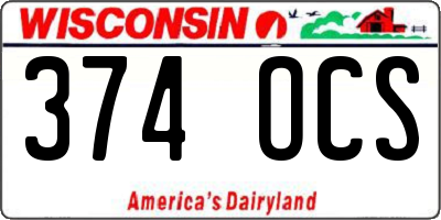 WI license plate 374OCS