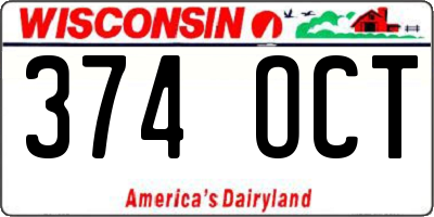 WI license plate 374OCT