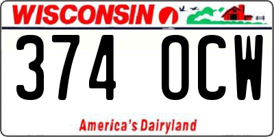 WI license plate 374OCW