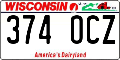WI license plate 374OCZ