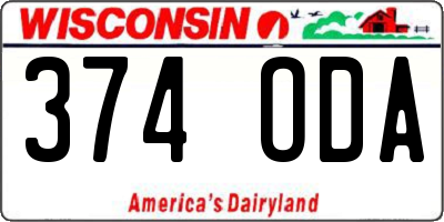 WI license plate 374ODA