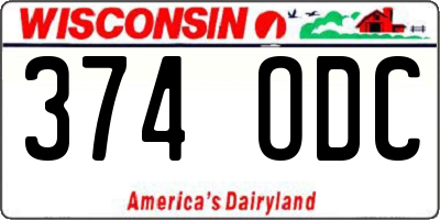 WI license plate 374ODC