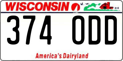 WI license plate 374ODD