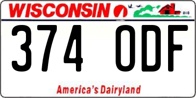 WI license plate 374ODF