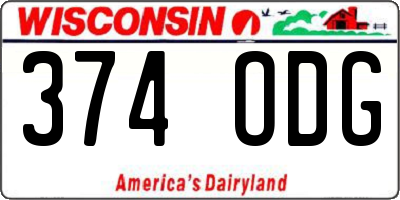 WI license plate 374ODG