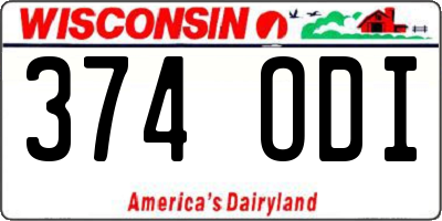 WI license plate 374ODI