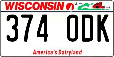 WI license plate 374ODK