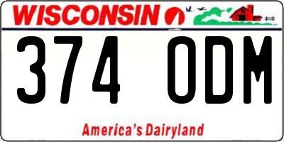 WI license plate 374ODM