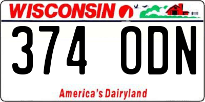 WI license plate 374ODN