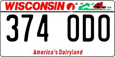 WI license plate 374ODO
