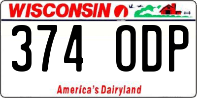 WI license plate 374ODP