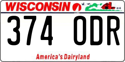 WI license plate 374ODR