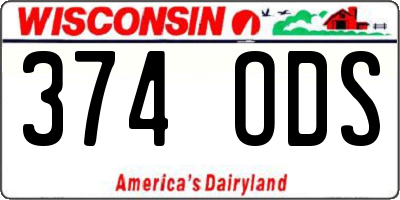 WI license plate 374ODS