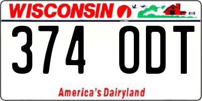 WI license plate 374ODT