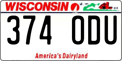WI license plate 374ODU
