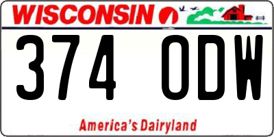 WI license plate 374ODW