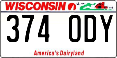 WI license plate 374ODY