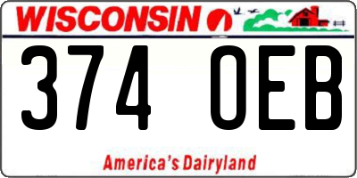 WI license plate 374OEB