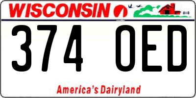 WI license plate 374OED