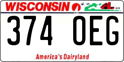 WI license plate 374OEG
