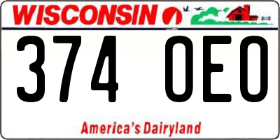 WI license plate 374OEO