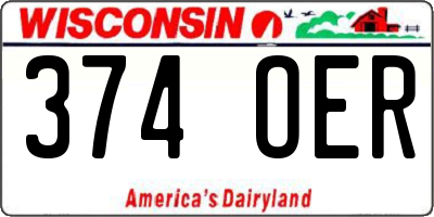 WI license plate 374OER