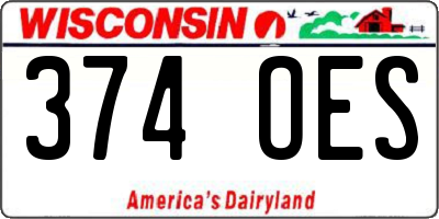 WI license plate 374OES