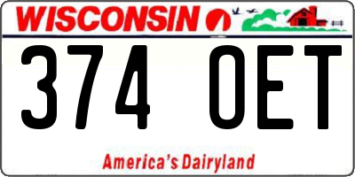 WI license plate 374OET
