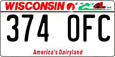 WI license plate 374OFC