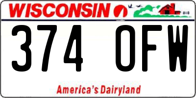 WI license plate 374OFW
