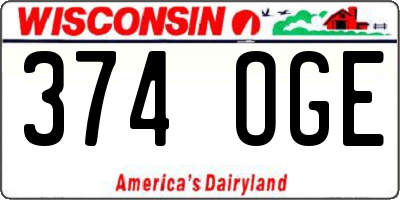 WI license plate 374OGE