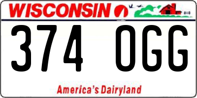 WI license plate 374OGG