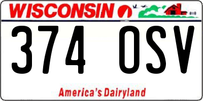 WI license plate 374OSV