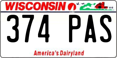 WI license plate 374PAS