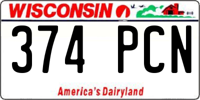 WI license plate 374PCN