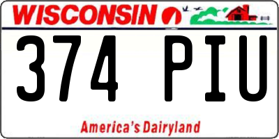 WI license plate 374PIU