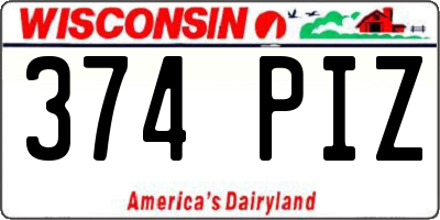 WI license plate 374PIZ