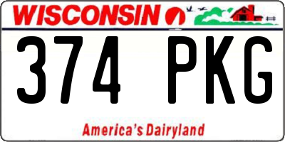WI license plate 374PKG